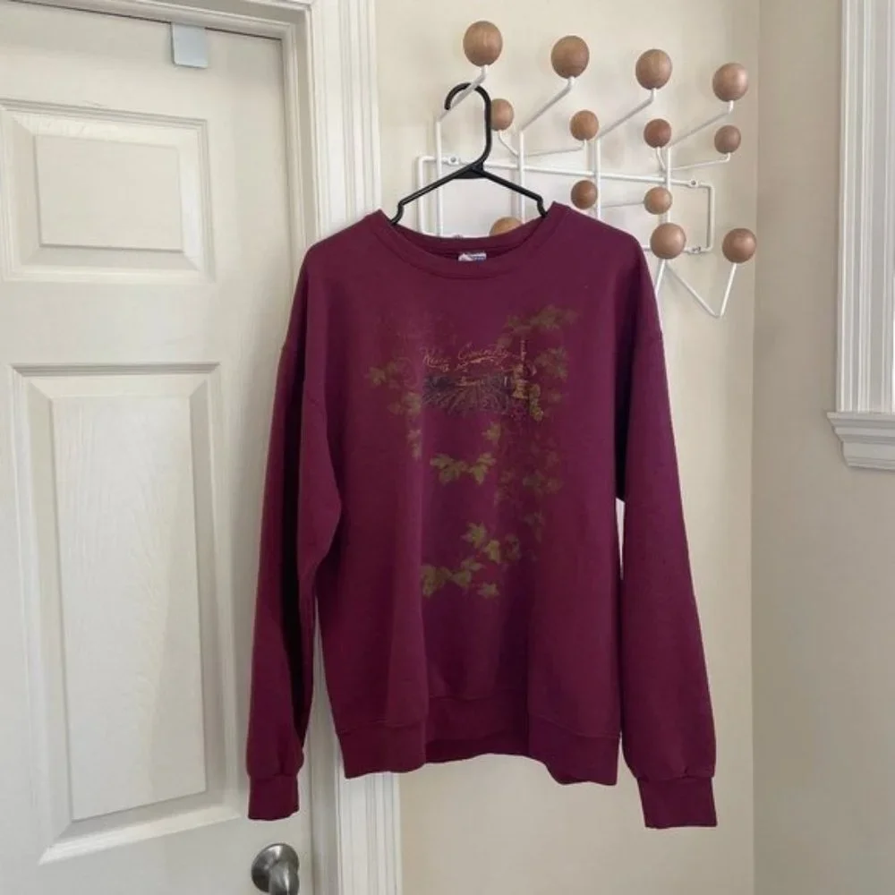 Vintage 90s Oversized Wine Country Sweater Red Large - Picture 1 of 8